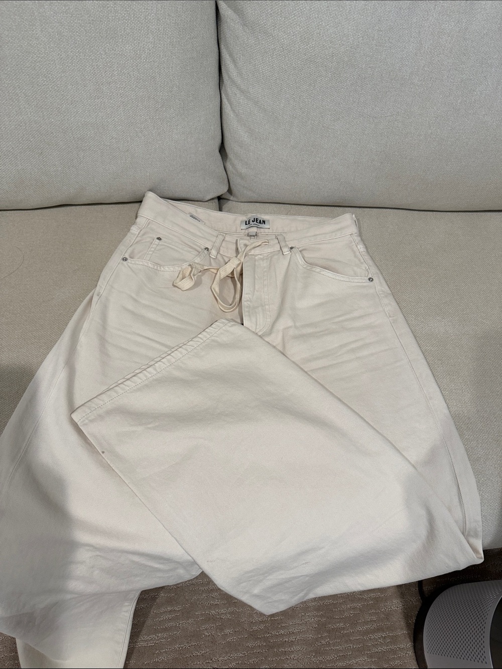 Le Jean Women's Wide Leg Flare Jeans in Cream
